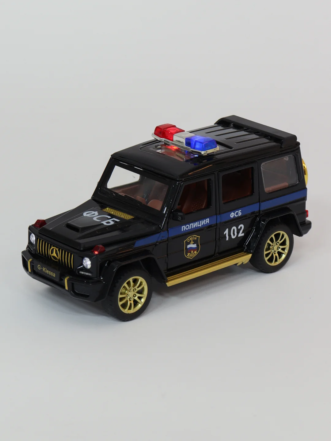 Черный машинка Mercedes-Benz Гелендваген полиция, металлическая