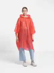 Красный дождевик-пончо