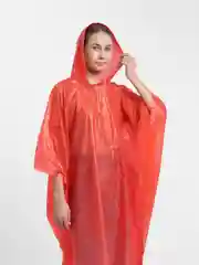 Красный дождевик-пончо
