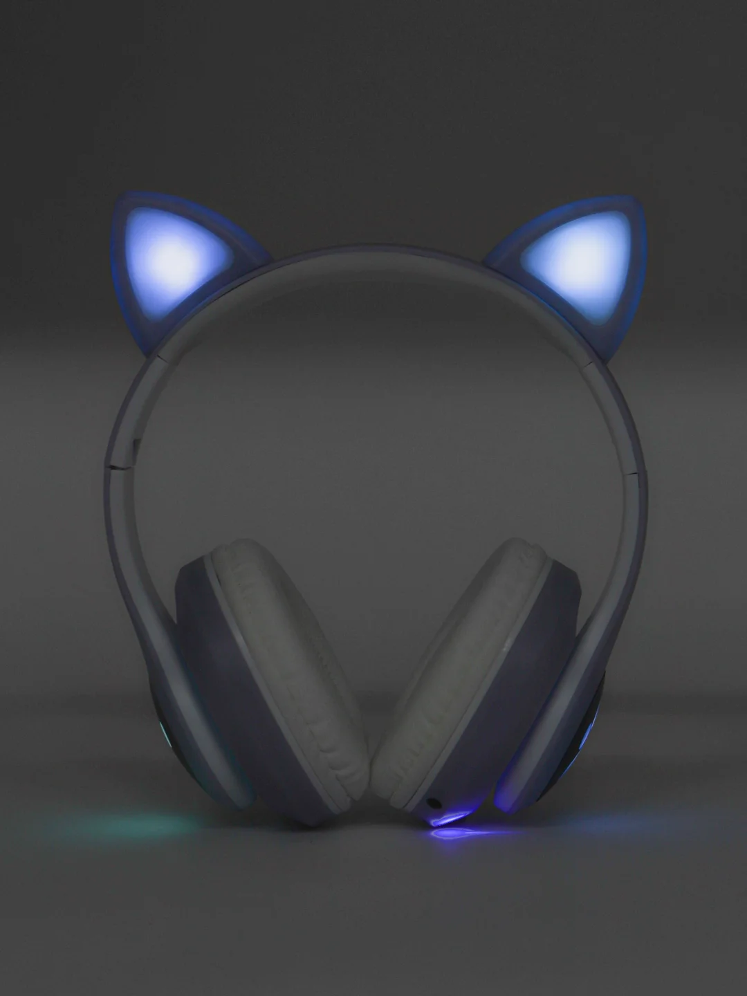 Лавандовый наушники беспроводные Bluetooth, с кошачьими светящимися ушками