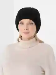 Черный шапка женская, утеплённая, зимняя, из шерсти, с подкладкой на флисе