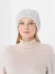 Серый шапка женская, утеплённая, зимняя, из шерсти, с подкладкой на флисе