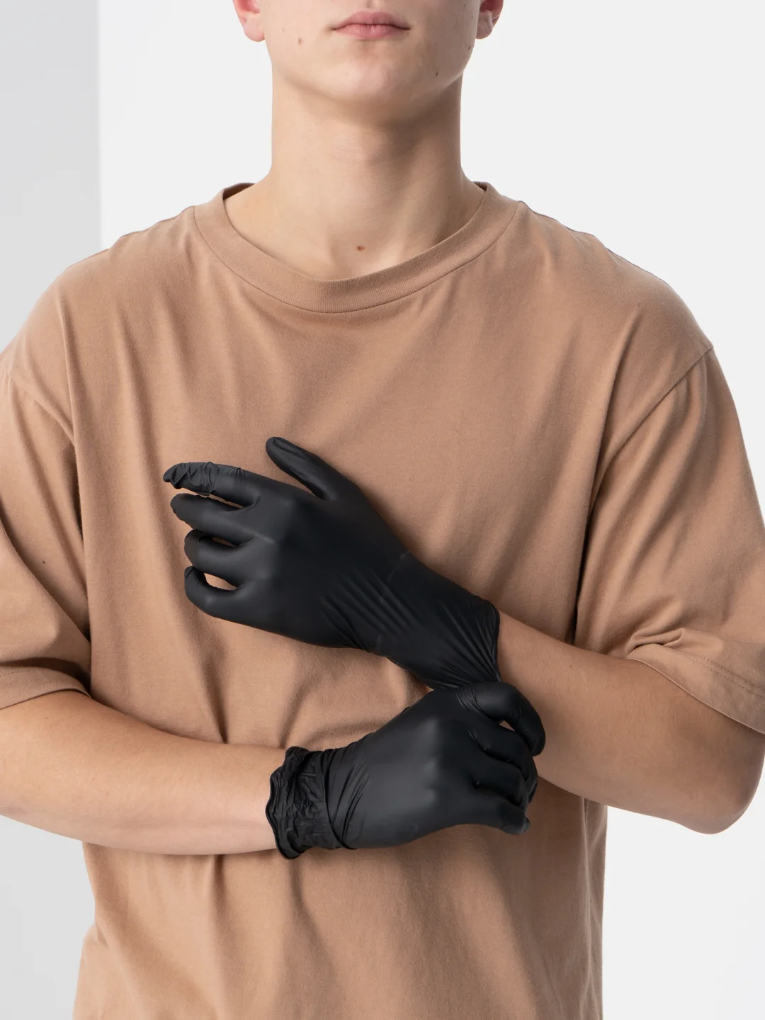 Перчатки медицинские, одноразовые, черные, нитрил S/M