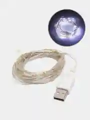 Белый гирлянда новогодняя медная светодиодная LED, USB питание, 1 / 2 / 3 / 4 / 5 метра