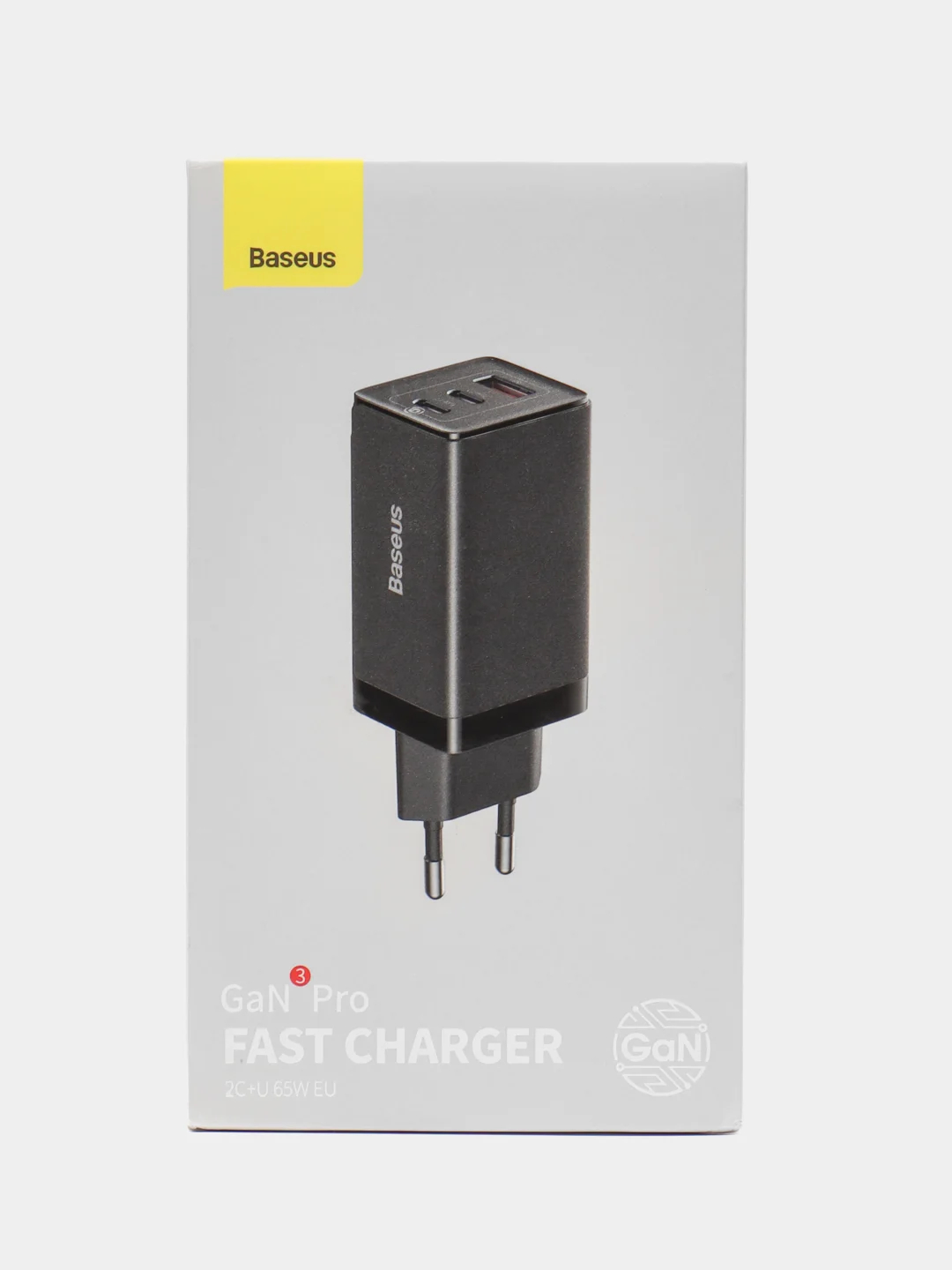 Белый зарядное устройство Baseus GaN3 Pro Fast Charger 2C, U 65W EU, кабель 100W, CCGP050102
