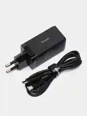Белый зарядное устройство Baseus GaN3 Pro Fast Charger 2C, U 65W EU, кабель 100W, CCGP050102