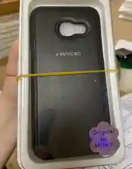 Серый чехол накладка с кожаной вставкой для Samsung Galaxy A3 (2017) / A320