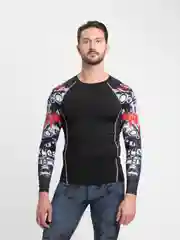 Красный рашгард спортивный мужской, с длинным рукавом