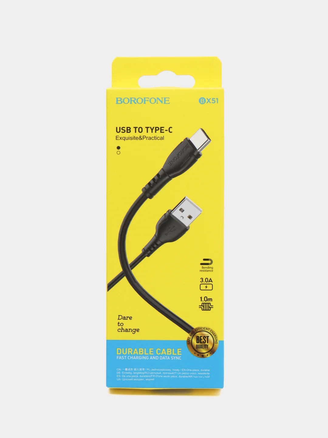 Белый кабель для зарядки BOROFONE (1m, Micro-USB/Type-C/Lightning) для Android и Apple iPhone