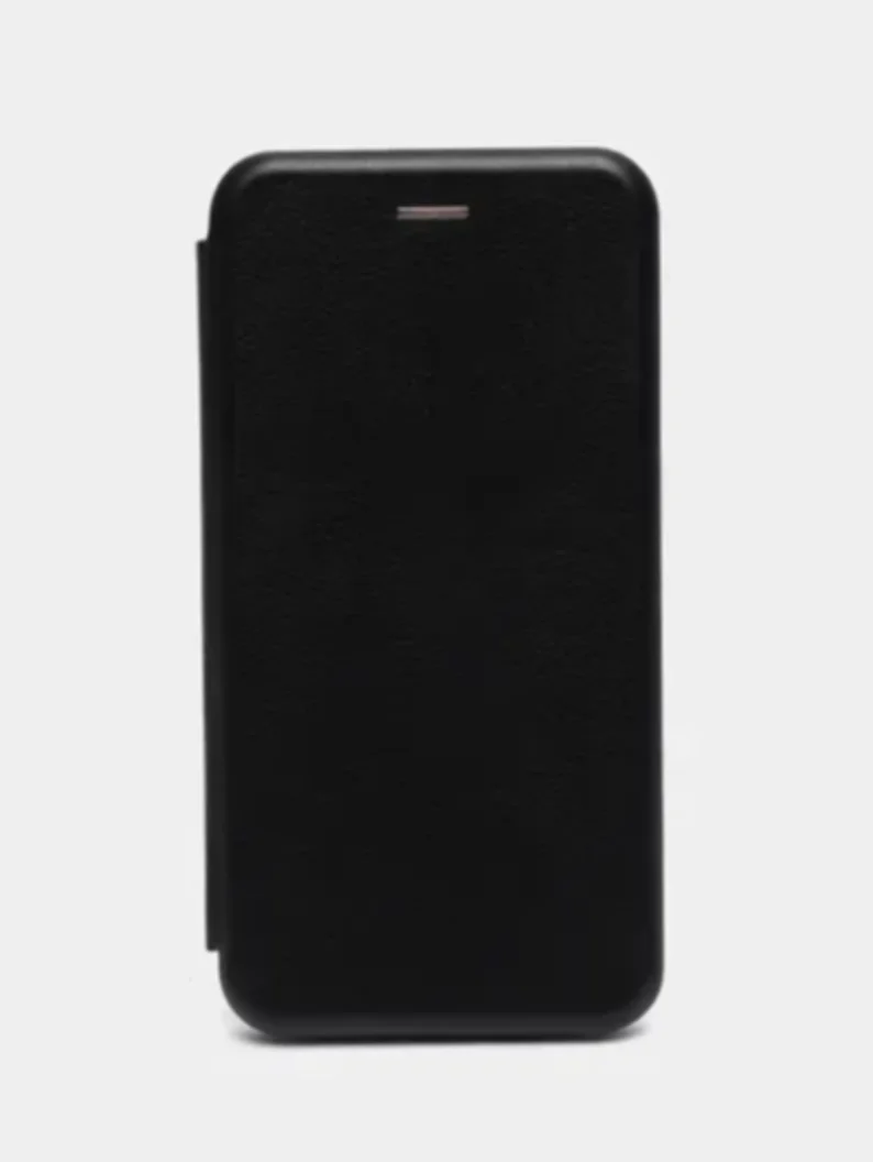 Голубой кожанный чехол-книжка на Samsung Galaxy S9 Plus