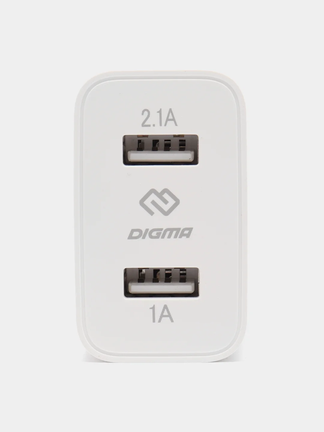 Белый сетевое зарядное устройство Digma, 2 USB 2.1A+1A