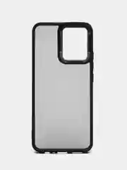 Черный чехол матовый для Realme C30, пластиковый, полупрозрачный, с глянцевой рамкой