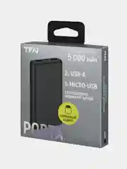 Черный внешний аккумулятор TFN Porta, 5000 mAh