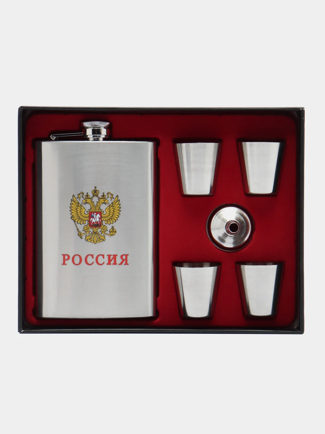 Хром подарочный набор, мужской: фляга с рюмками
