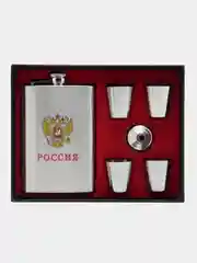 Хром подарочный набор, мужской: фляга с рюмками