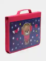 Папка для труда на молнии BRAUBERG А4 с ручкой, 1  отд., картон, органайзер, Smiling bear