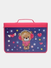 Папка для труда на молнии BRAUBERG А4 с ручкой, 1  отд., картон, органайзер, Smiling bear