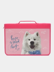 Папка для труда на молнии BRAUBERG А4 с ручкой, 1  отд., картон, органайзер, Samoyed