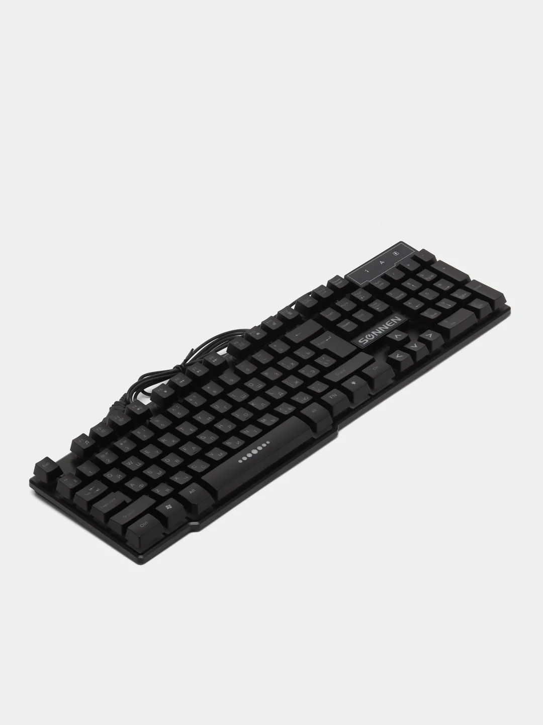 Клавиатура проводная SONNEN KB-7010,USB, 104 клавиши, LED подсветка, черная, 512653