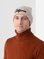 Бежевый шапка бини мужская ,  женская с принтом