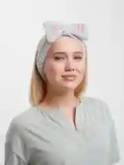 Серый плюшевая повязка на голову с вышивкой