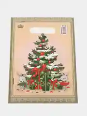 Светло-жёлтый пакет полиэтиленовый, новогодний, 2 размера