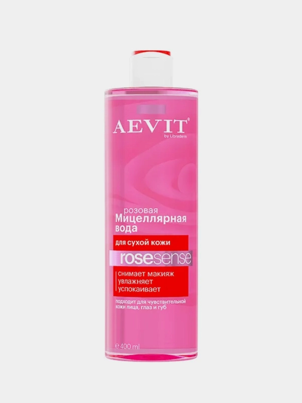 Мицеллярная вода розовая ROSESENSE для тусклой и сухой кожи Aevit by Librederm 400 мл