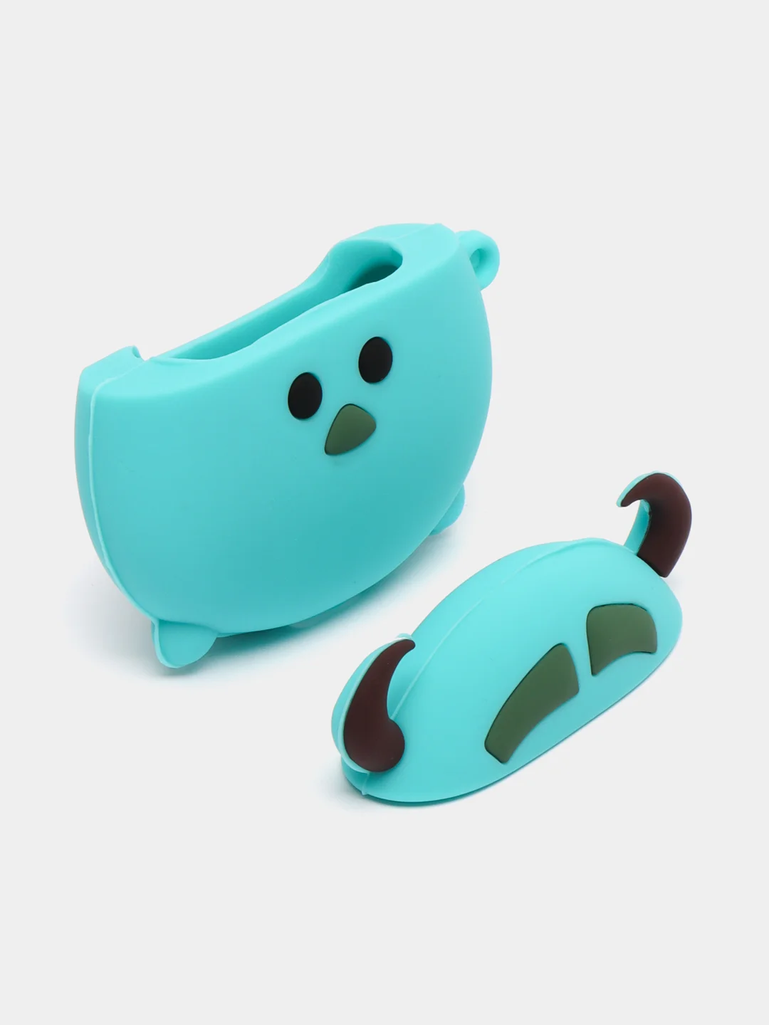 Тёмно-бирюзовый чехол для беспроводных наушников Apple AirPods 1, 2, с карабином, силиконовый