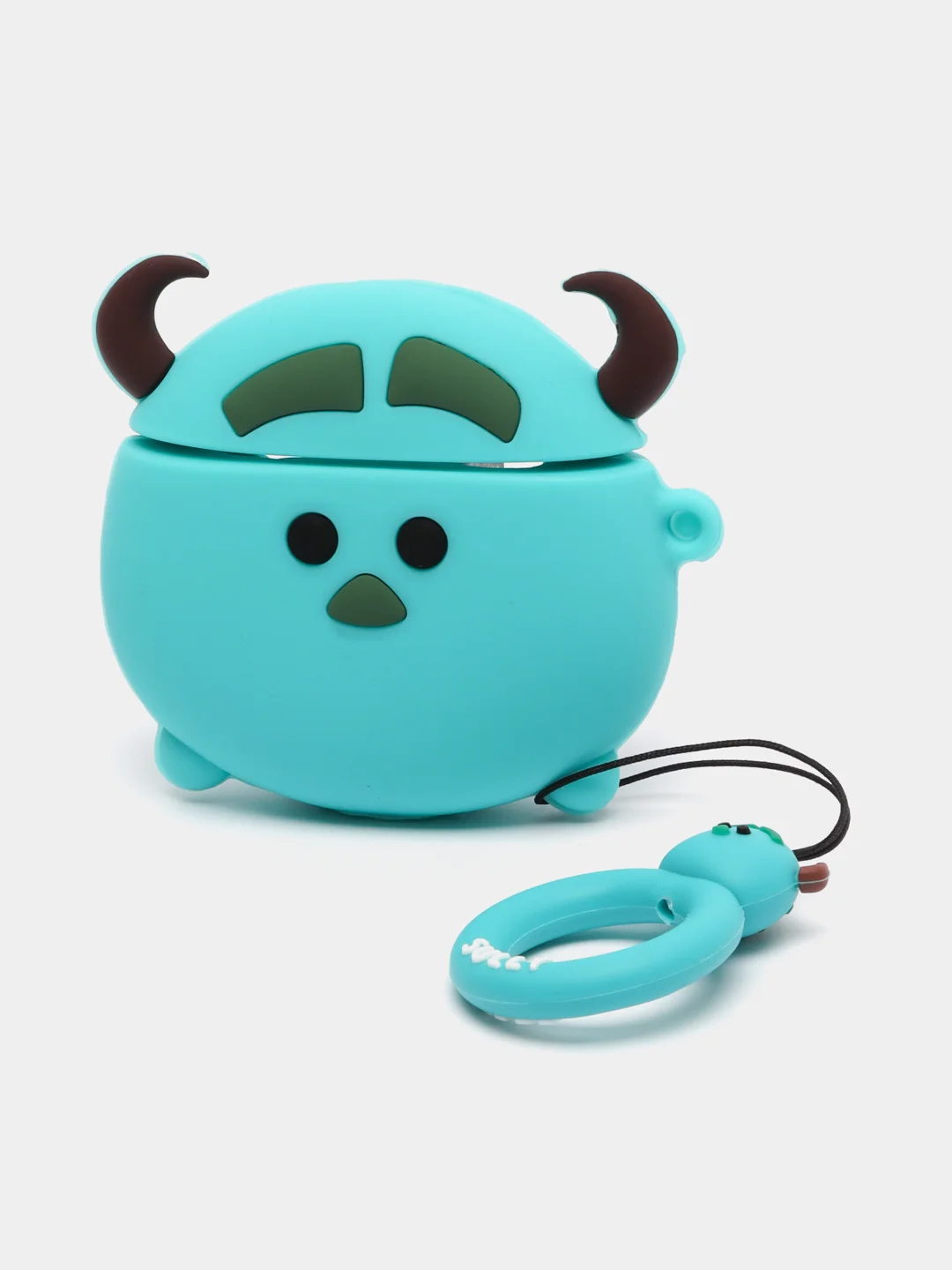 Тёмно-бирюзовый чехол для беспроводных наушников Apple AirPods 1, 2, с карабином, силиконовый