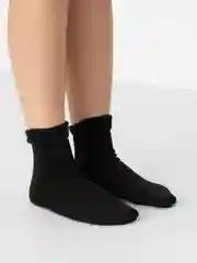 Черный теплые женские термоноски с мехом