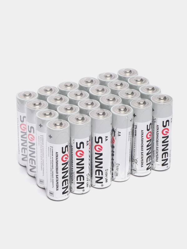 Батарейки КОМПЛЕКТ 24 шт, SONNEN Alkaline, АА(LR6,15А), алкалиновые, пальчиковые, короб