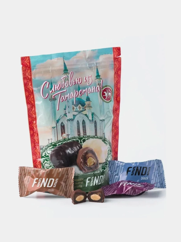 Финики с миндалем Findi Assorted "Татарстан", в шоколадной глазури, 150 г