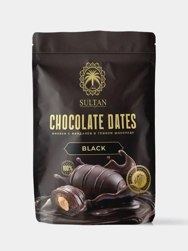 Финики с миндалем в бельгийском шоколаде Chocolate Dates BLACK 250гр