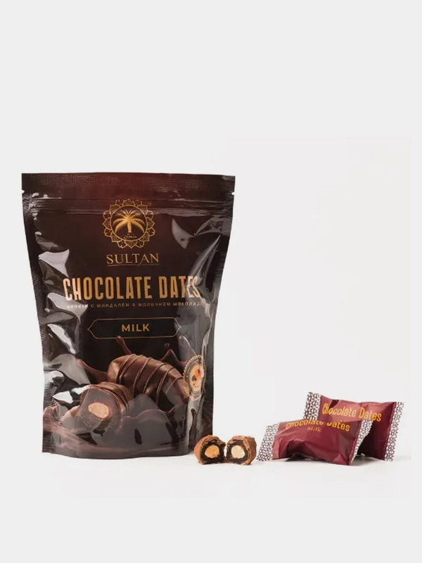 Финики с миндалем в бельгийском шоколаде Chocolate Dates MILK, 250 г