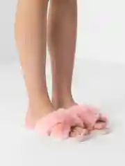 Конфетный меховые тапочки, женские