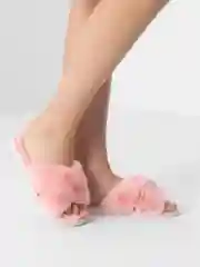 Конфетный меховые тапочки, женские