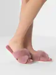 Коралловый меховые тапочки, женские