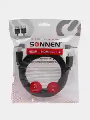 Кабель HDMI AM-AM, 3м, SONNEN, для передачи цифрового аудио-видео, черный, 513121