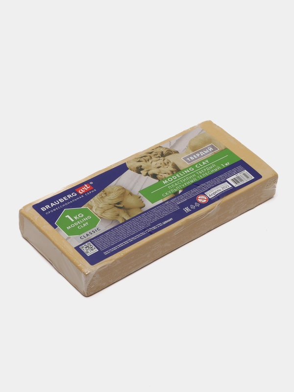 Пластилин скульптурный BRAUBERG ART CLASSIC телесный, 1кг, твердый, 106527