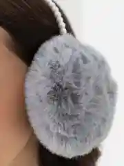 Серый наушники пушистые, с жемчужной дужкой, разные цвета