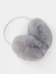 Серый наушники пушистые, с жемчужной дужкой, разные цвета