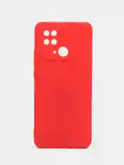 Красный чехол силиконовый на Xiaomi Redmi 10C, матовый, с защитой камеры