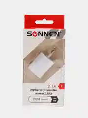 Зарядное сетевое устройство SONNEN, 220В, 2 порта USB, 454797
