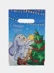 Фиолетовый пакет полиэтиленовый, новогодний, 2 размера