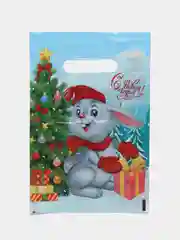 Розовый пакет полиэтиленовый, новогодний, 2 размера
