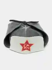 Серый меланж шапка-ушанка для бани, мужская