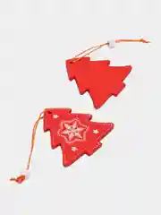 Красный елочная подвеска "Ёлочка", из дерева, 2 штуки