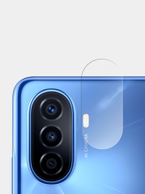 Стекло на камеру телефона BROSCORP Nova Y70/Y70 Plus/Y71, Honor X8 прозрачное закаленное
