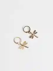 Золотой серьги Стрекозы металлические