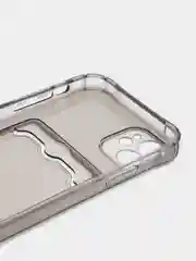 Тёмно-серый чехол для iPhone XR, 11, 12, 13, 14, Pro, Pro Max, 7, 8+, с карманом для карт, прозрачный